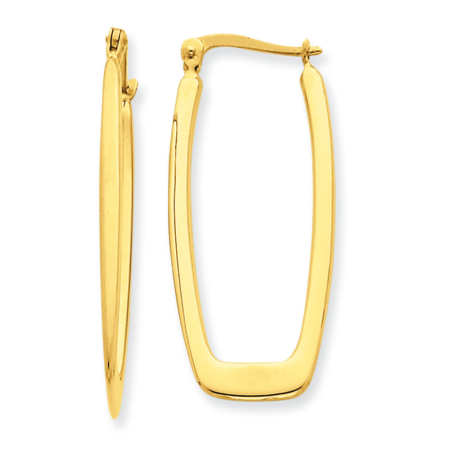 14K Gold Polished 2.25mm Rectangle Hoop Earrings