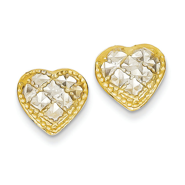 14K Gold Rhodium Diamond-cut Beaded H