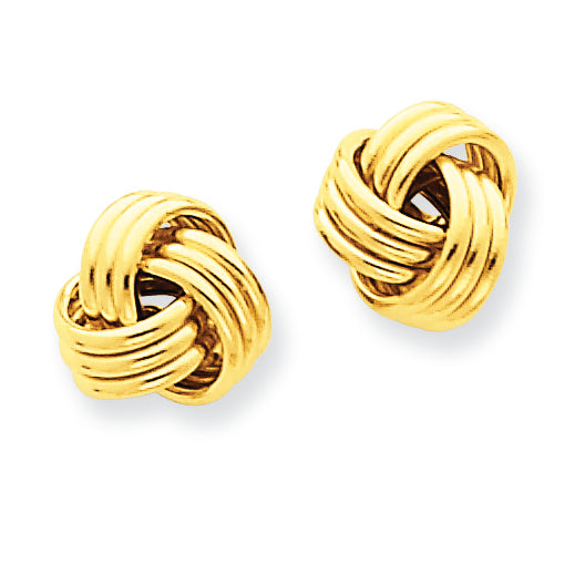 14K Gold Ridged Love Knot Post Earrings