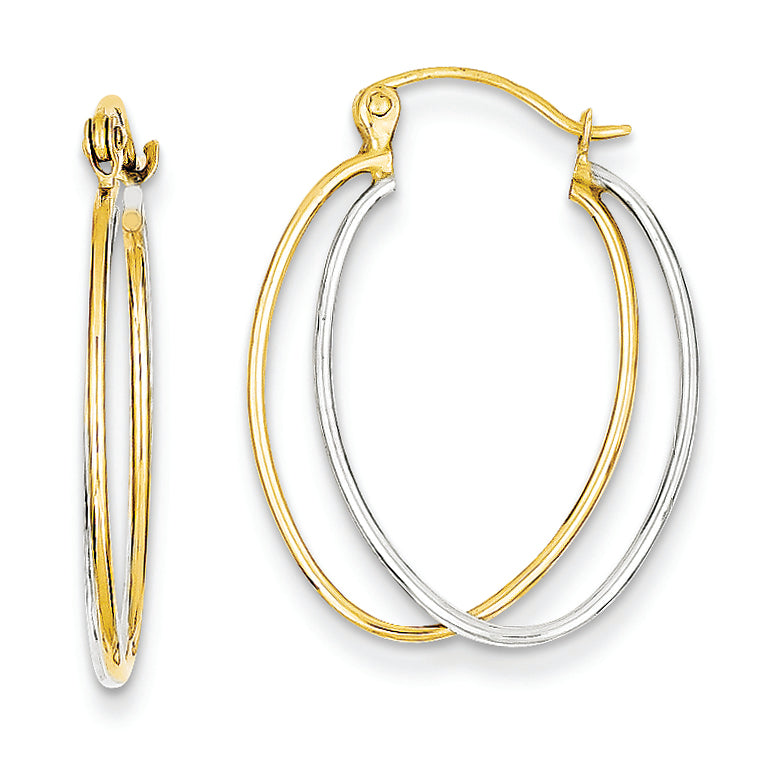 14K Gold Two Tone Hoop Earrings