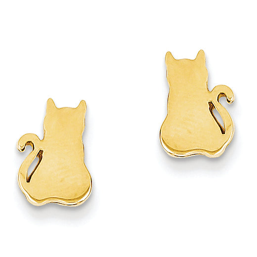 14K Gold Cat Earrings