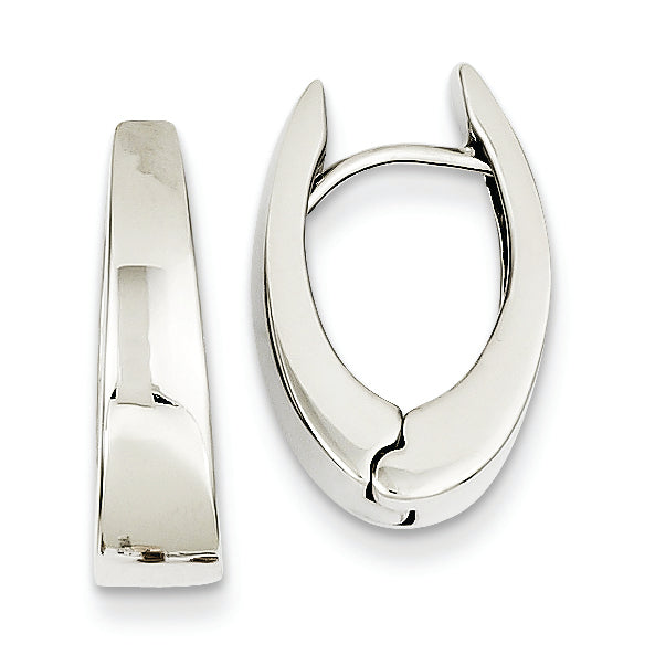 14K White Gold Hinged Hoop Earrings
