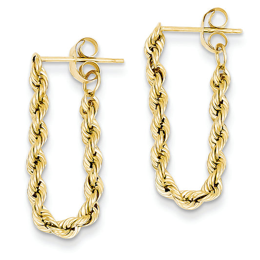 14K Gold Hollow Rope Earrings