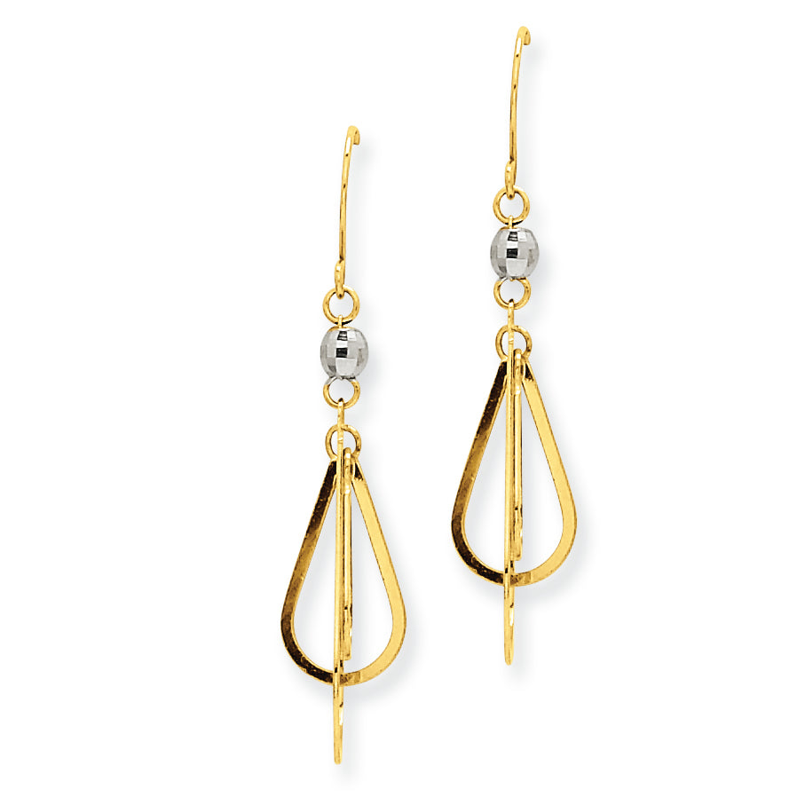 14K Gold Two-tone Tear Drop Earrings