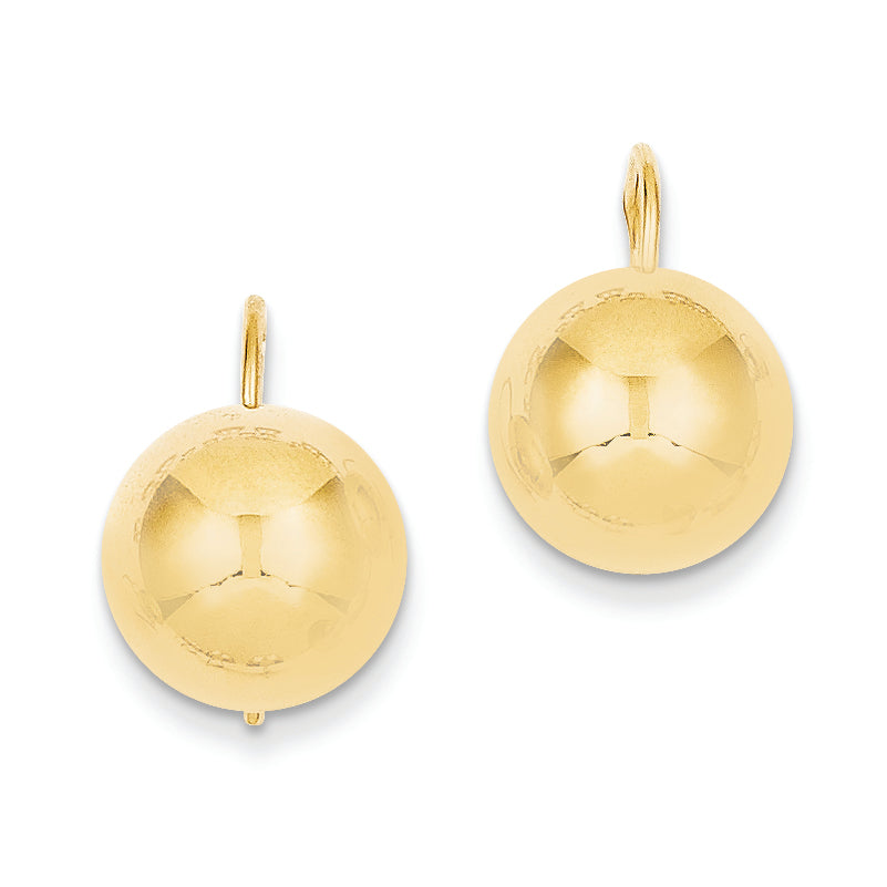 14K Gold 12.00mm Hollow Half Ball Earrings