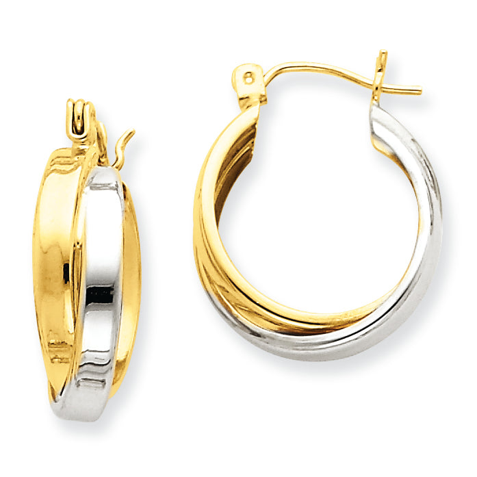 14K Gold Two-tone Polished Double Hoop Earrings