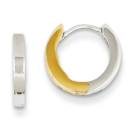 14K Gold Two-tone 2mm Hinged Hoop Earrings