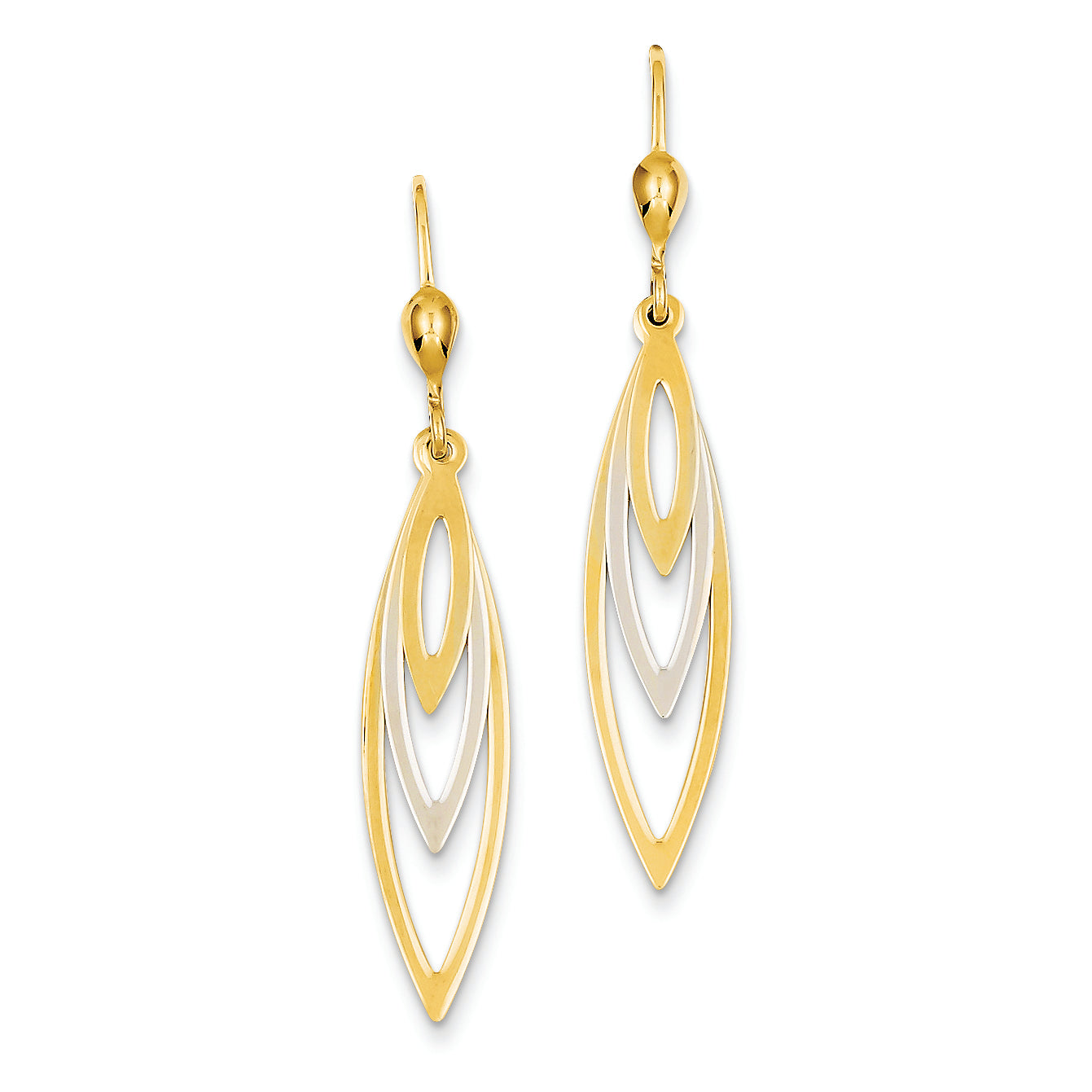 14K Gold Two-tone Leverback Drop Earr