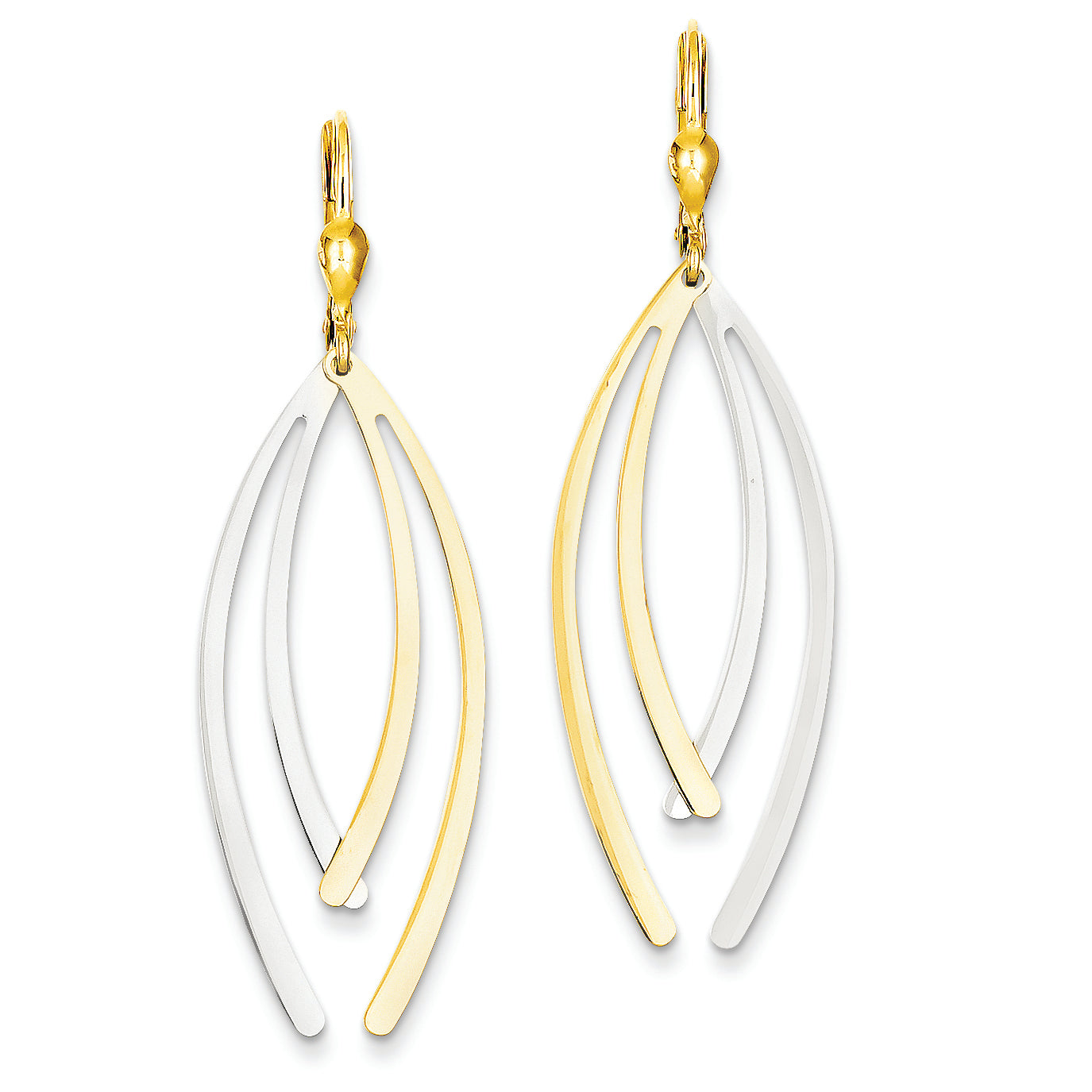 14K Gold Two-tone Leverback Drop Earr