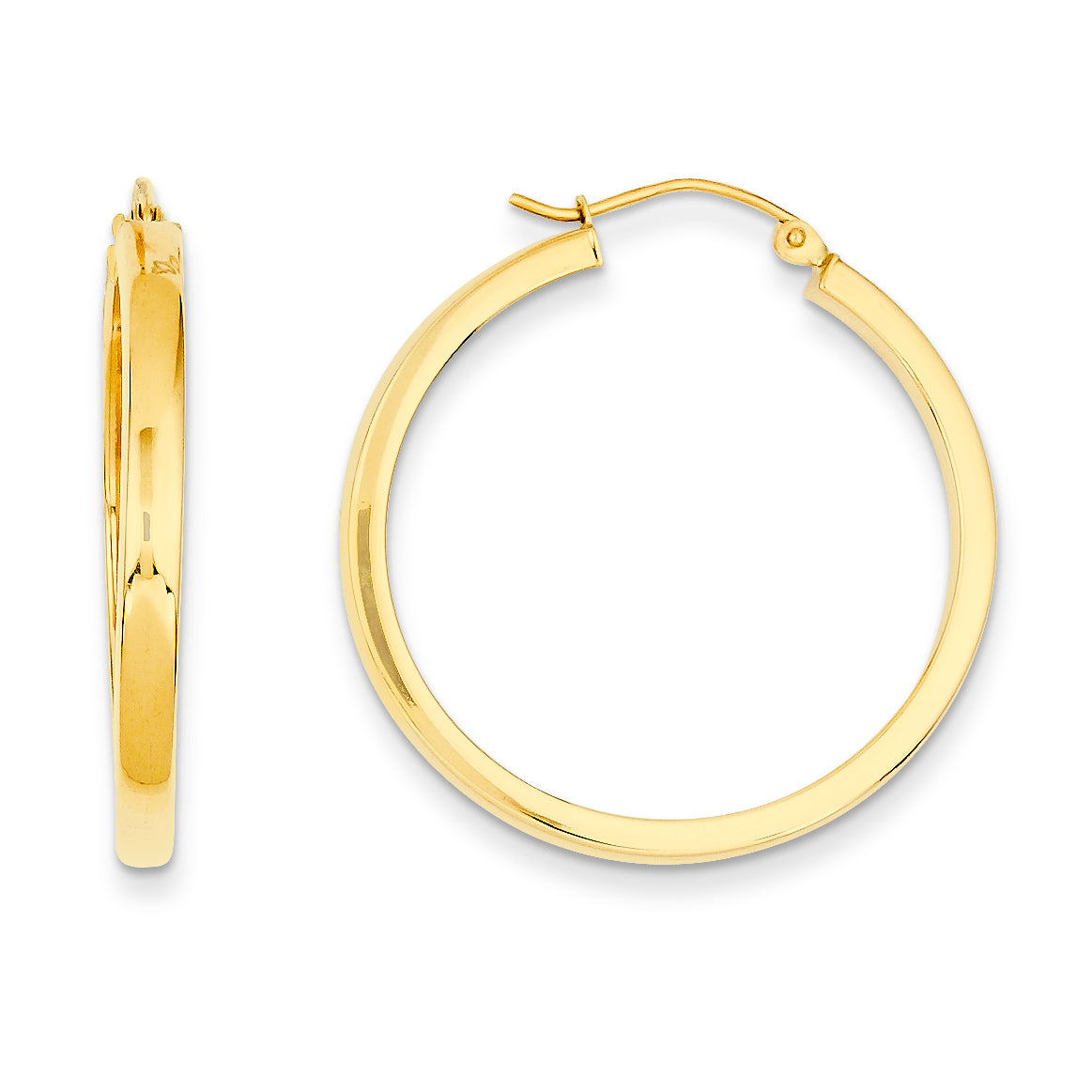 14K Gold 2x3mm Rectangle Tube Hoops