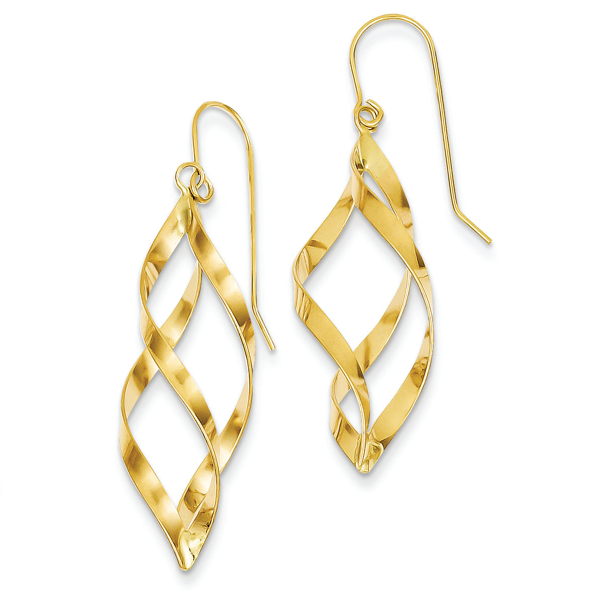 14K Gold Swirl Dangle Earrings