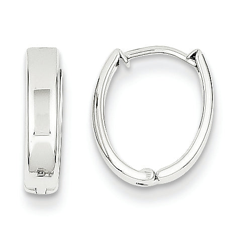 14K White Gold Polished Hinged Hoop Earrings