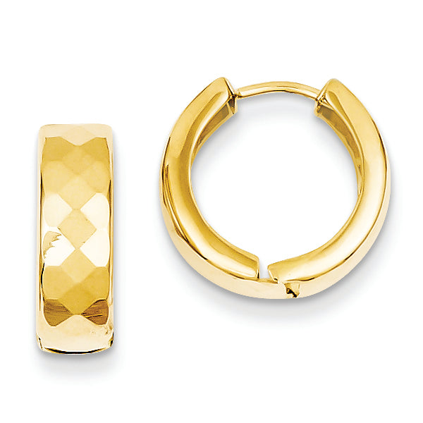 14K Gold Tri-color Textured Hinged Hoop Earrings