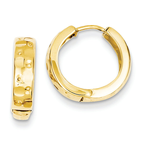 14K Gold Textured Hinged Hoop Earrings
