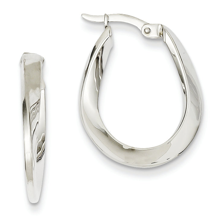 14K White Gold Twist Hoop Earrings
