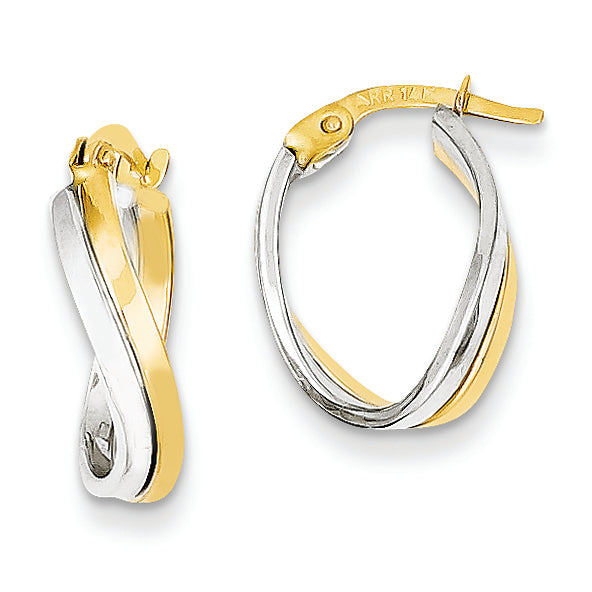 14K Gold Two-tone Polished Hoop Earrings
