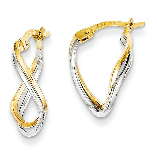 14K Gold Two-tone Twisted Hoop Earrings