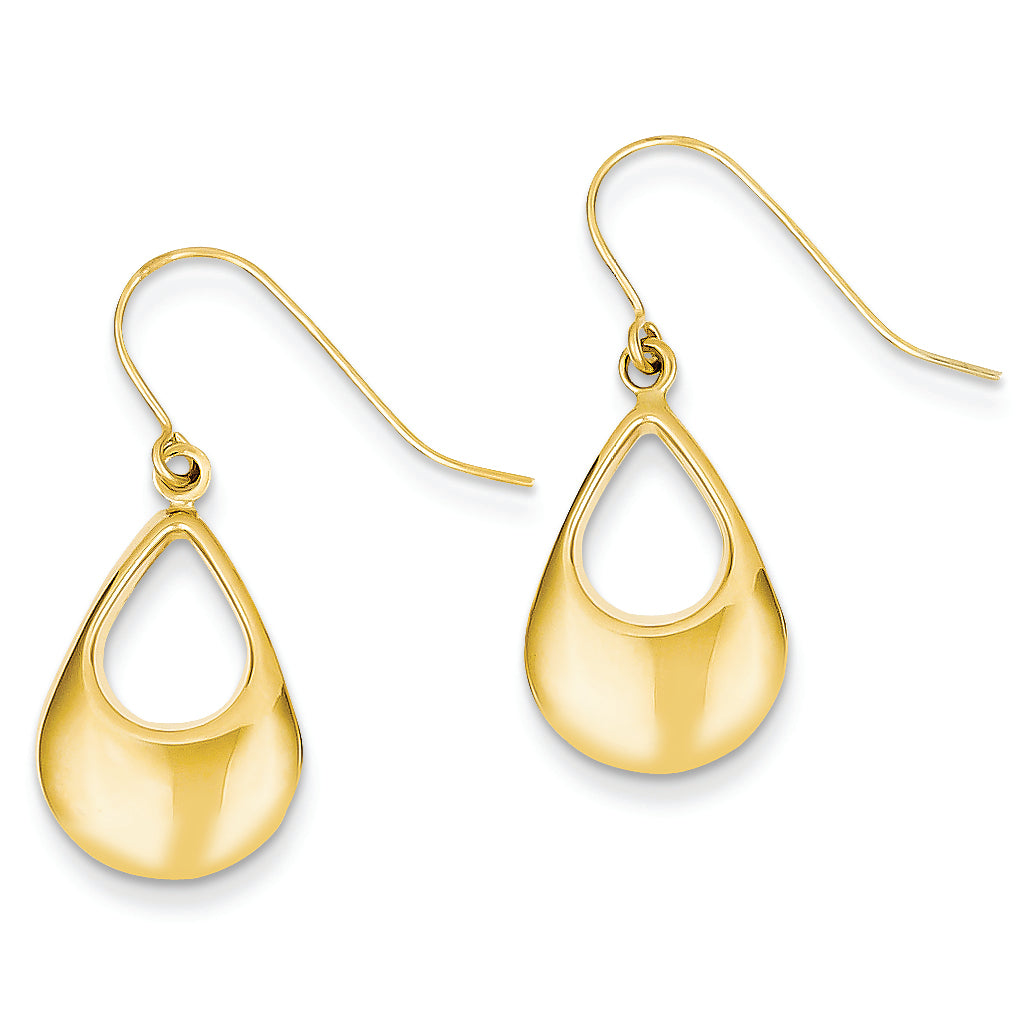 14K Gold Teardrop Hollow Dangle Earrings