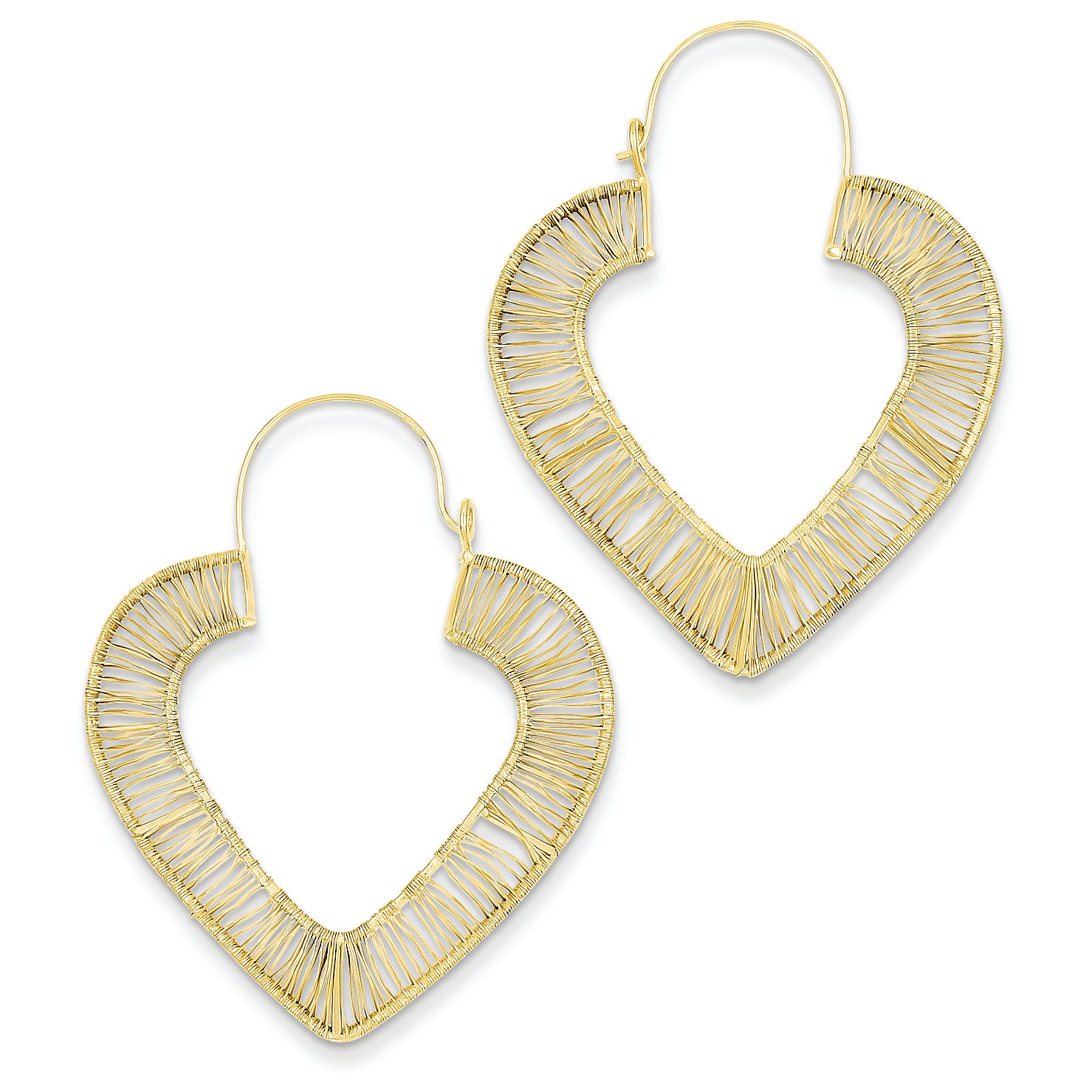14K Gold Wire Wrap Open Heart Earrings
