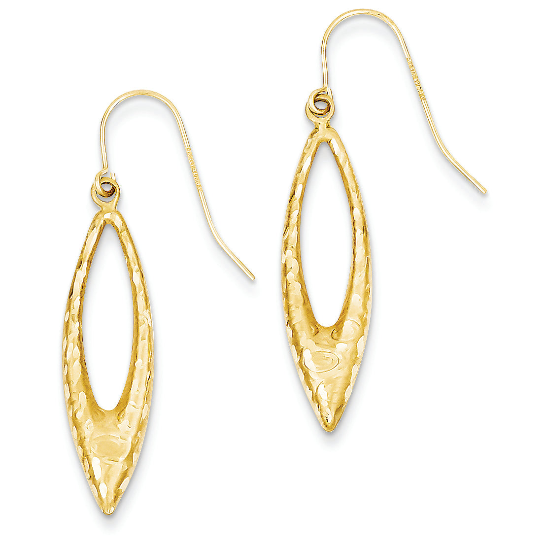 14K Gold Textured Fancy Hollow Dangle Earrings
