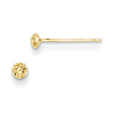 14K Gold 3mm Puff Circle Post Earrings