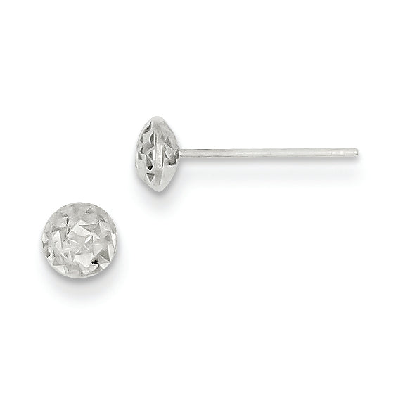 14K White Gold 5 mm Puff Circle Stud Earrings