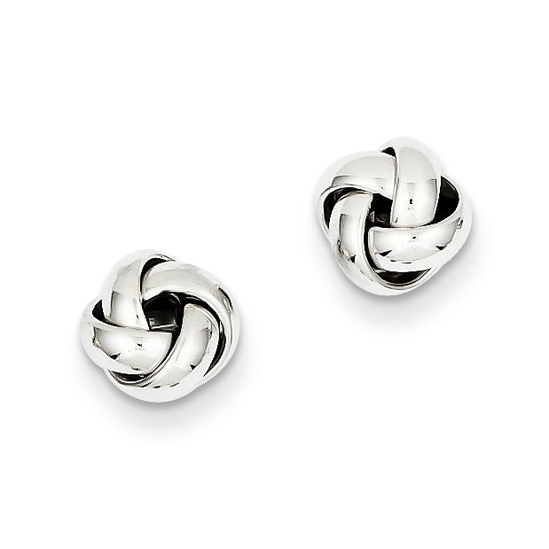 14K White Gold Polished Knot Post Earrings