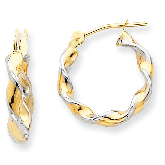 14K Gold Polished 2.75mm Fancy Twisted Hoop Earrings