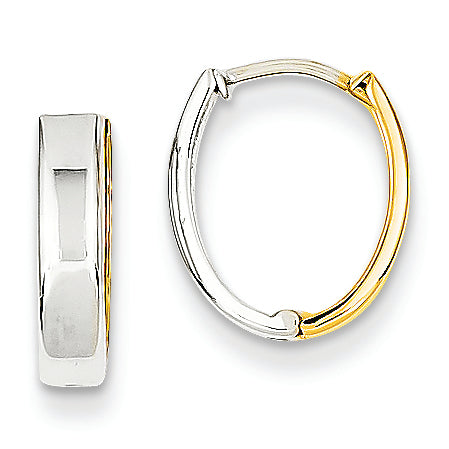 14K Gold Two-tone Oval Hoop Earrings