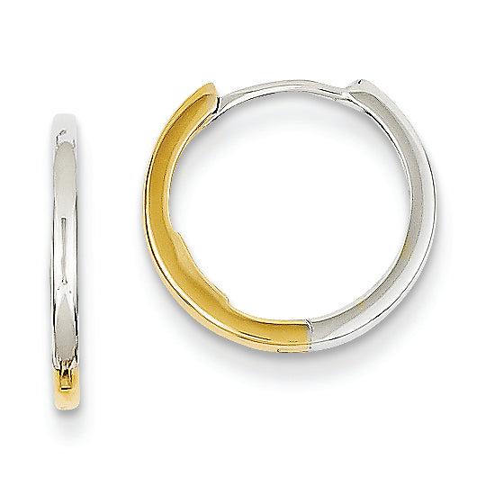 14K Gold Two-tone Hinged Hoop Earrings