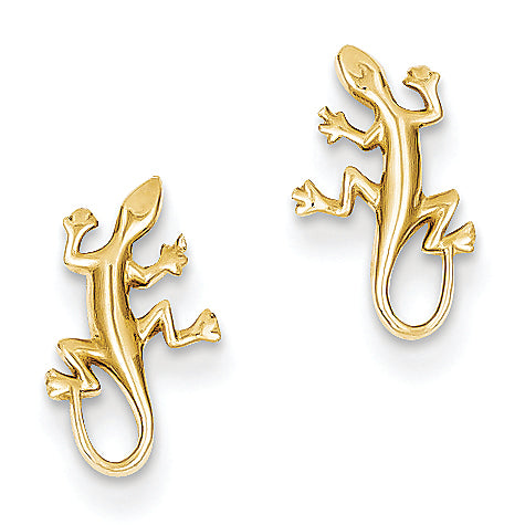 14K Gold Polished Gecko Post Earrings