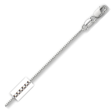 14K Solid White Gold Classic Box Chain 0.8mm thick 20 Inches
