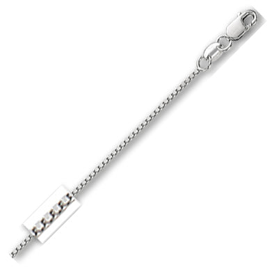 14K Solid White Gold Classic Box Chain 1mm thick 24 Inches