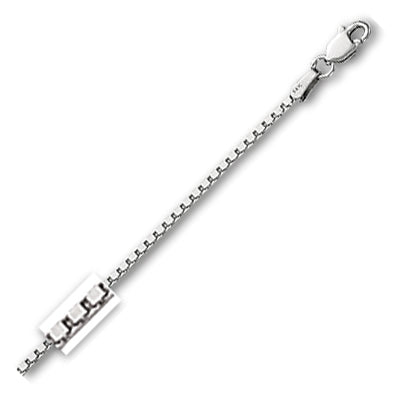 14K Solid White Gold Classic Box Chain 1.4mm thick 24 Inches
