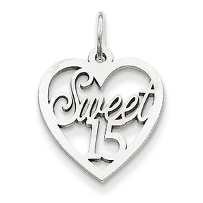 14K White Gold Sweet 15 Charm