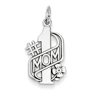 14K White Gold Mom Charm
