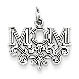 14K White Gold Mom Charm