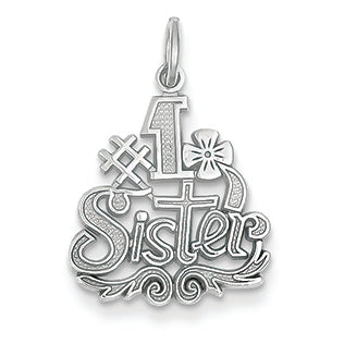 14K White Gold #1 Sister Charm