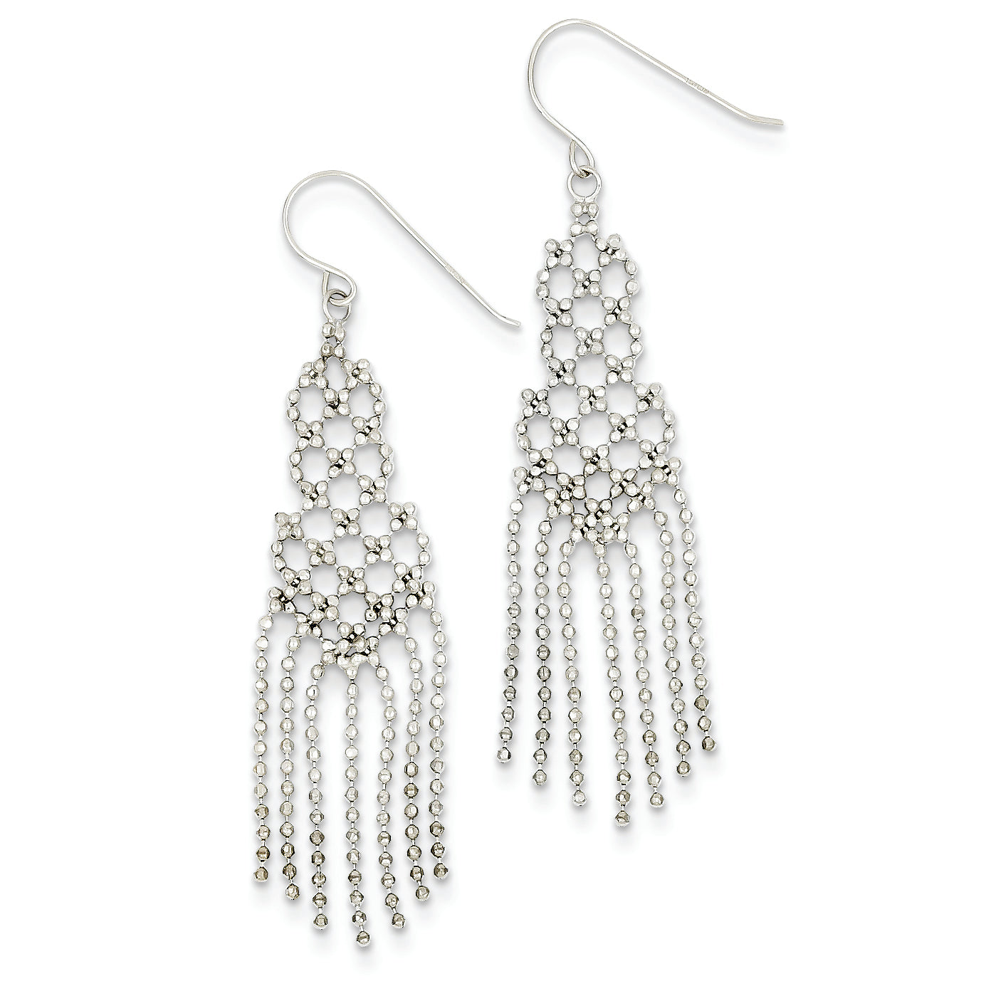 14K White Gold Beaded Earrings