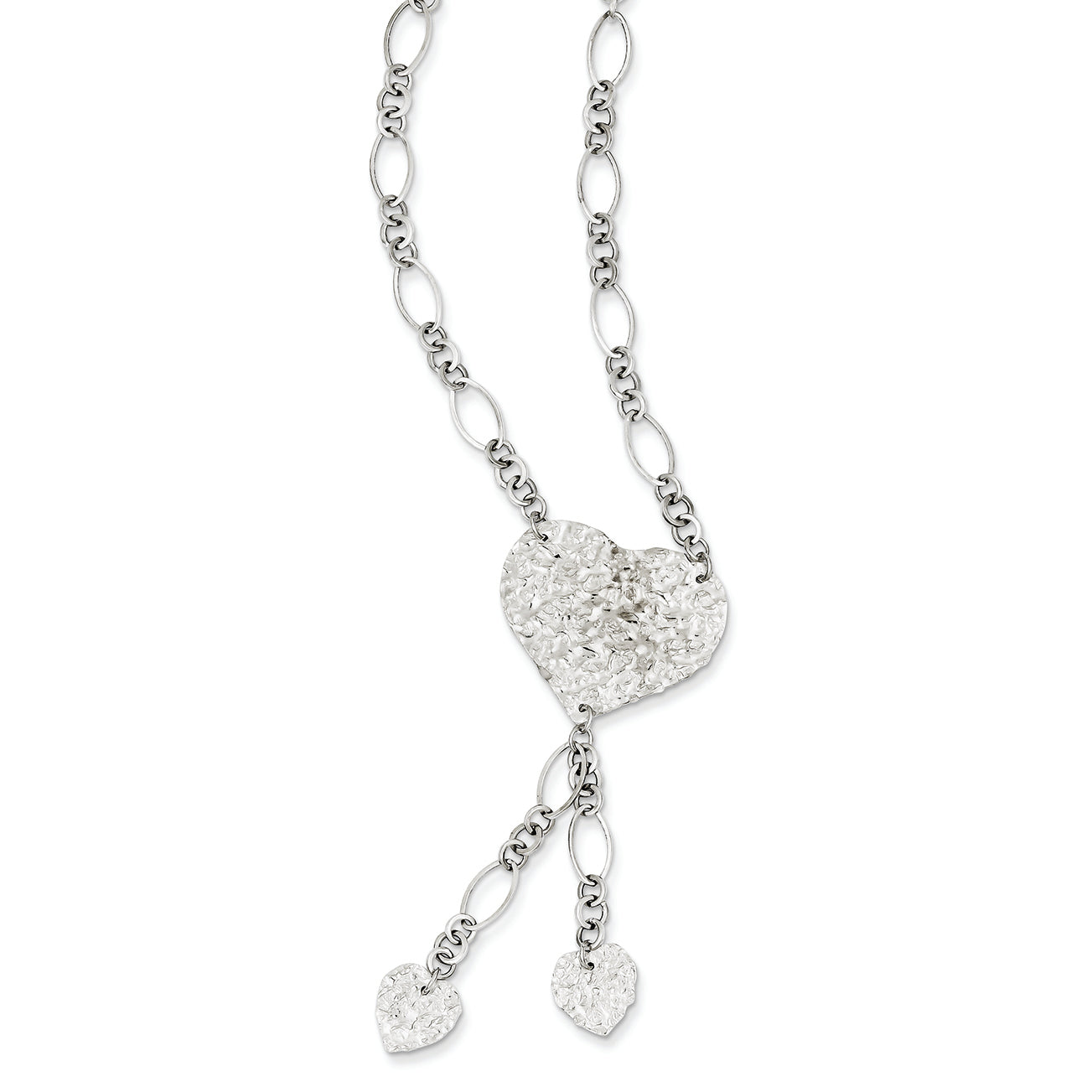 14K White Gold Adjustable Heart Drop 16 Inches