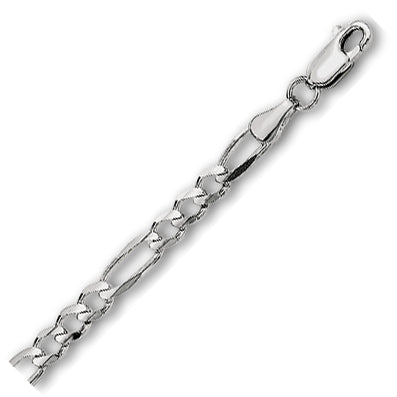 14K Solid White Gold Classic Figaro 5mm thick 20 Inches