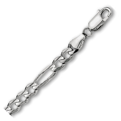 14K Solid White Gold Classic Figaro 6mm thick 20 Inches