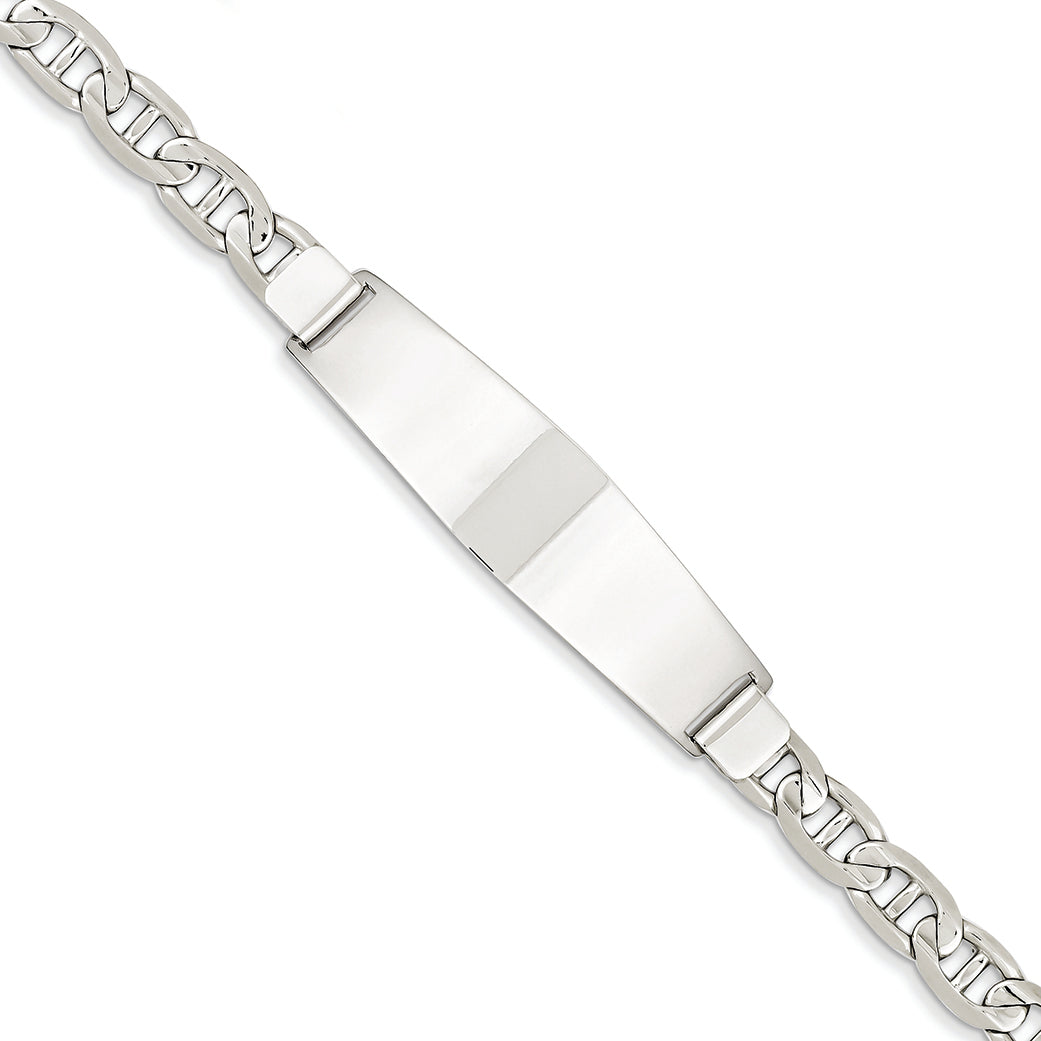 14K White Gold 8in Solid Polished Anchor Link ID Bracelet 8 Inches
