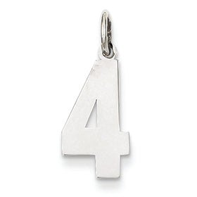 14K White Gold Medium Polished Number 4 Charm