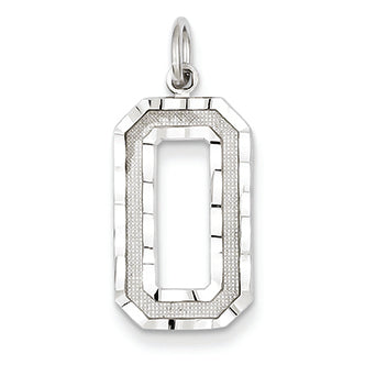 14K Goldw Casted Large Diamond Cut Number 0 Charm