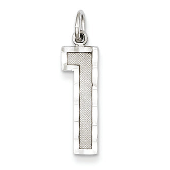 14K Goldw Casted Large Diamond Cut Number 1 Charm