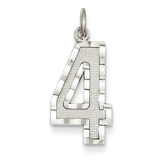 14K Goldw Casted Large Diamond Cut Number 4 Charm