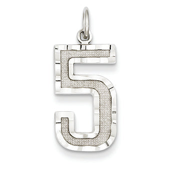 14K Goldw Casted Large Diamond Cut Number 5 Charm