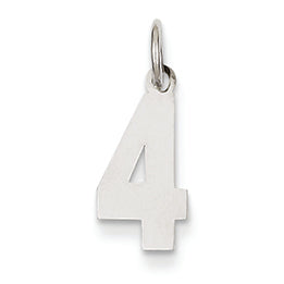 14K White Gold Small Polished Number 4 Charm