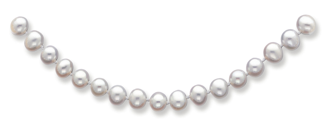 14K Gold 6-6.5mm White Freshwater Onion Cultured Pearl Necklace 24 Inches